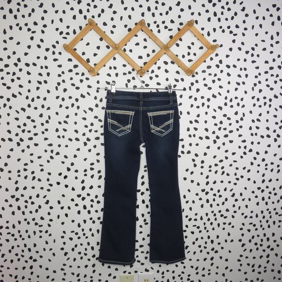 Faded Glory Dark Wash Contrast Stitch Denim Girls Bootcut Jeans - Picture 3 of 6